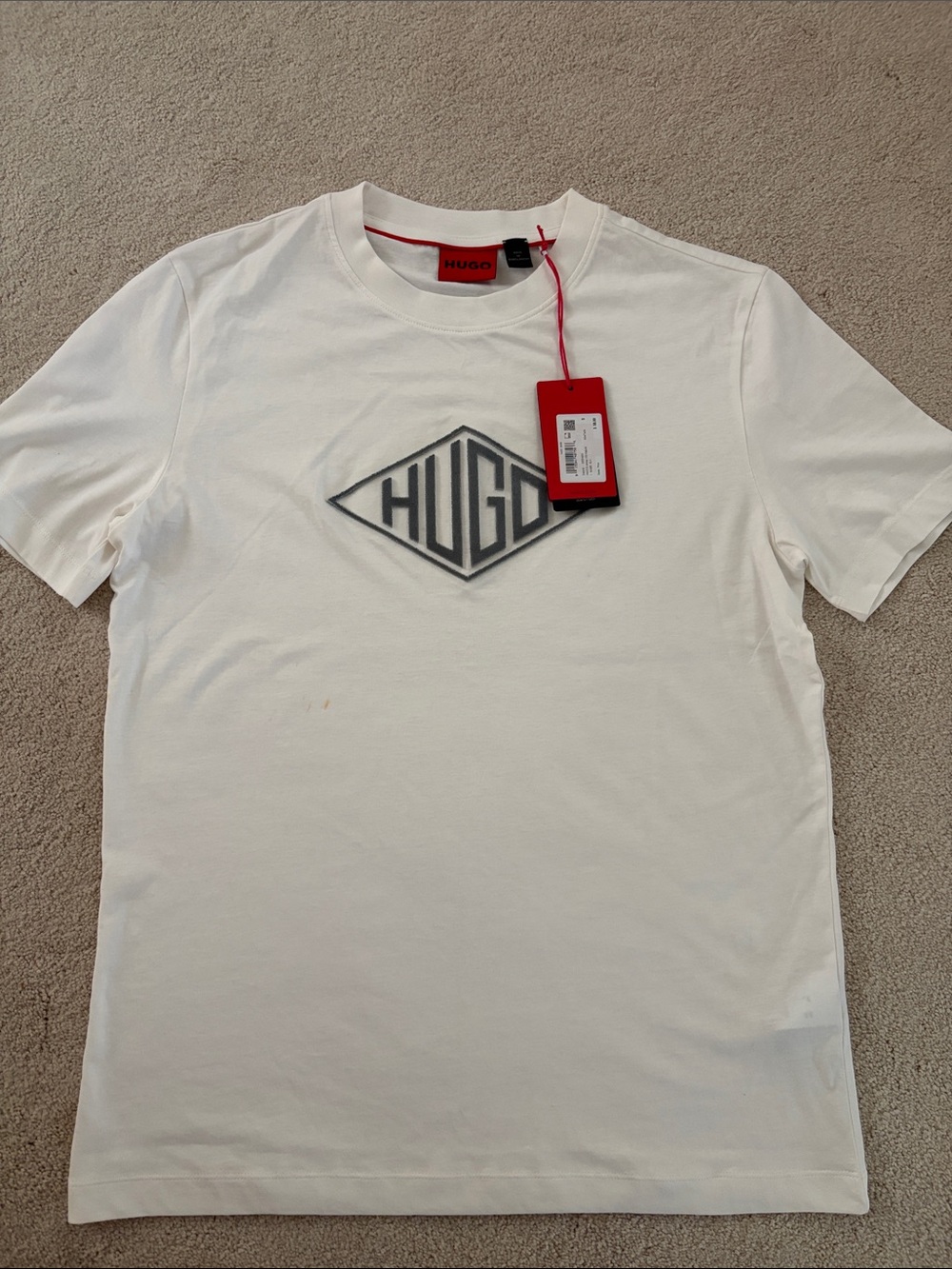 HUGO White T-Shirt with Grey Diamond Logo